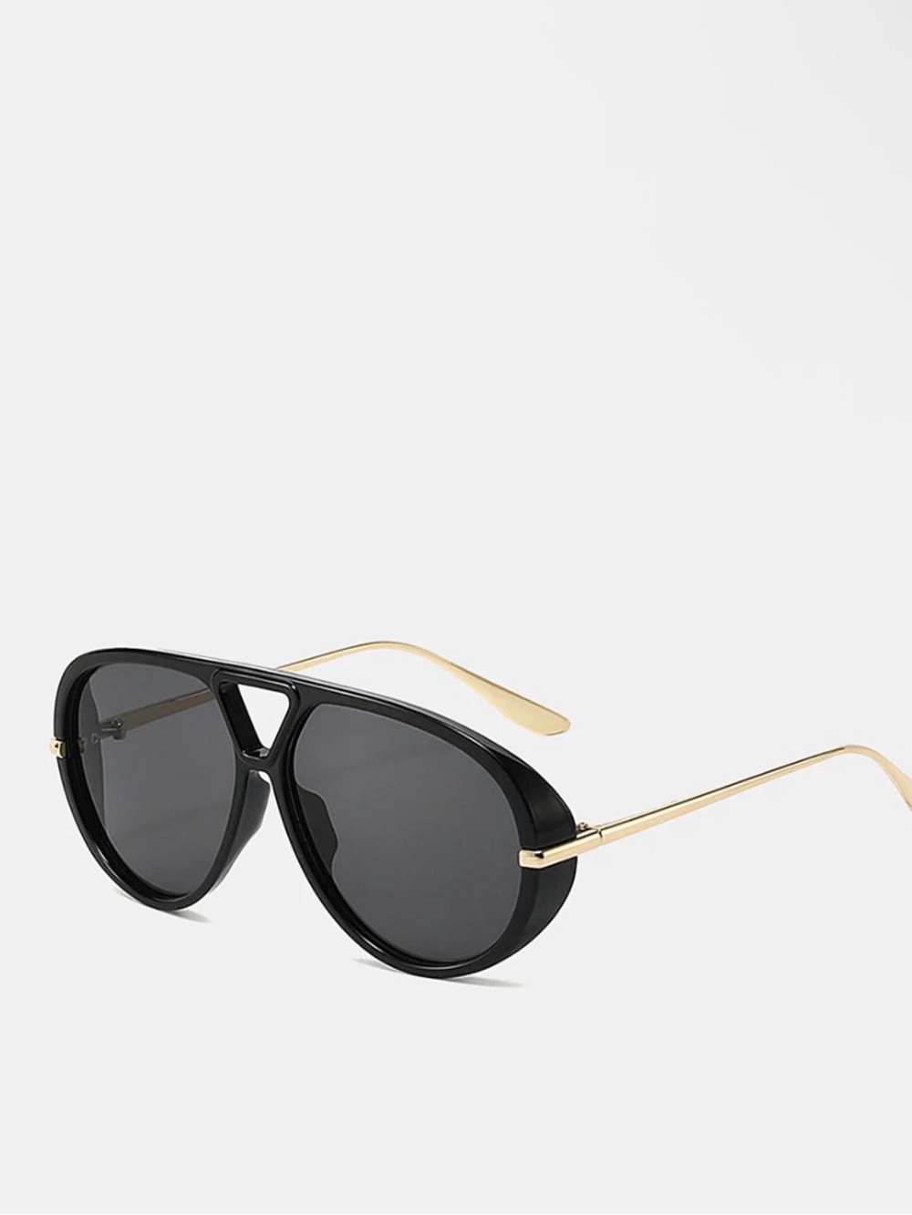 Commense Black Aviator Sunglasses with Gold Temples